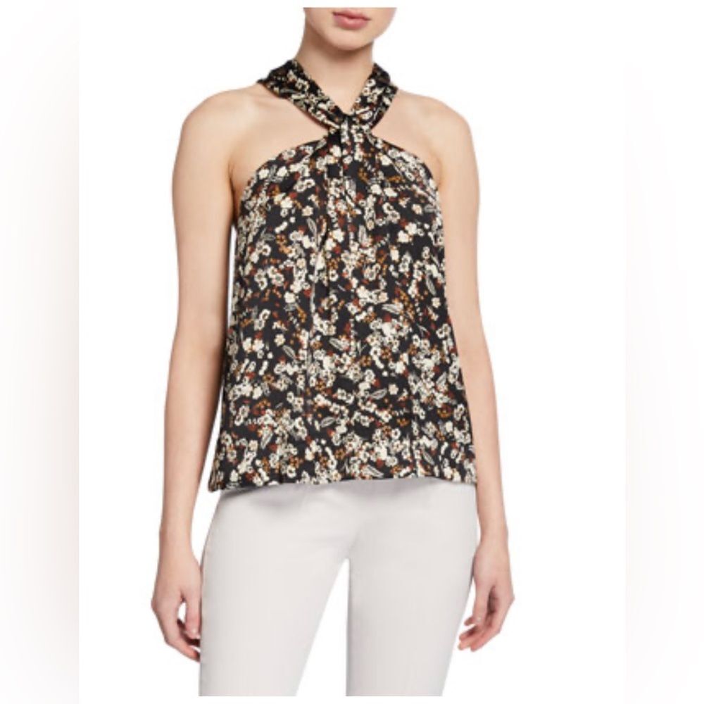 Rebecca Minkoff Women’s Floral-Print Halter Neckline Sleeveless Top Blouse Sz M